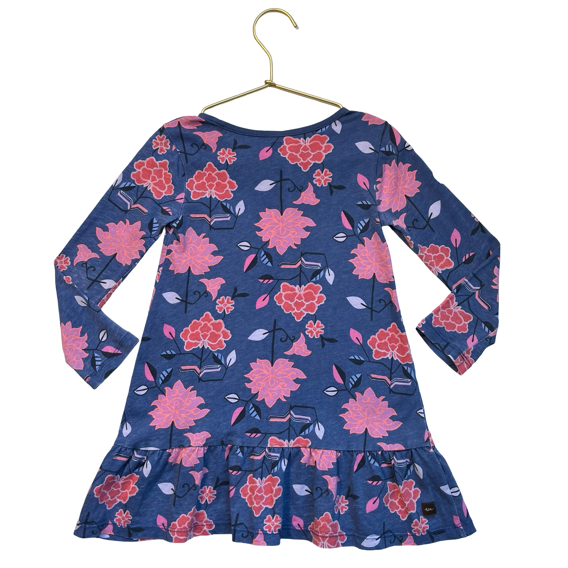 Tea Collection Blue & Pink Flower Print Dress - Size 4