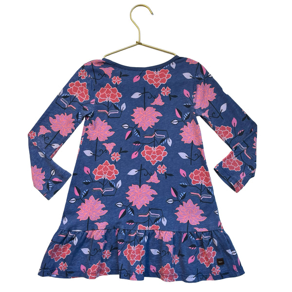 Tea Collection Blue & Pink Flower Print Dress - Size 4