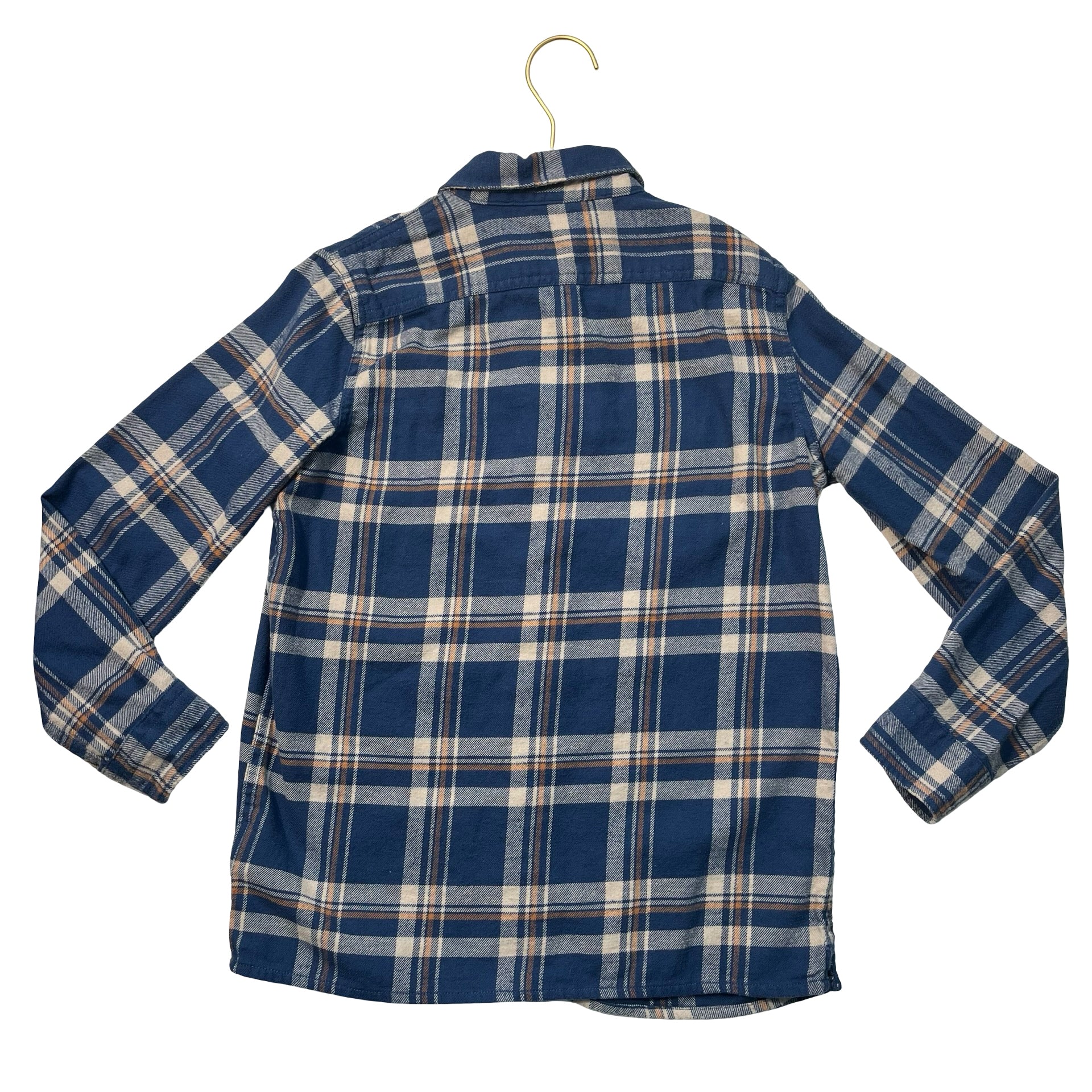 Gap Kids Blue, Ivory, Tan Plaid Flannel Button Down Shirt - Size M 8