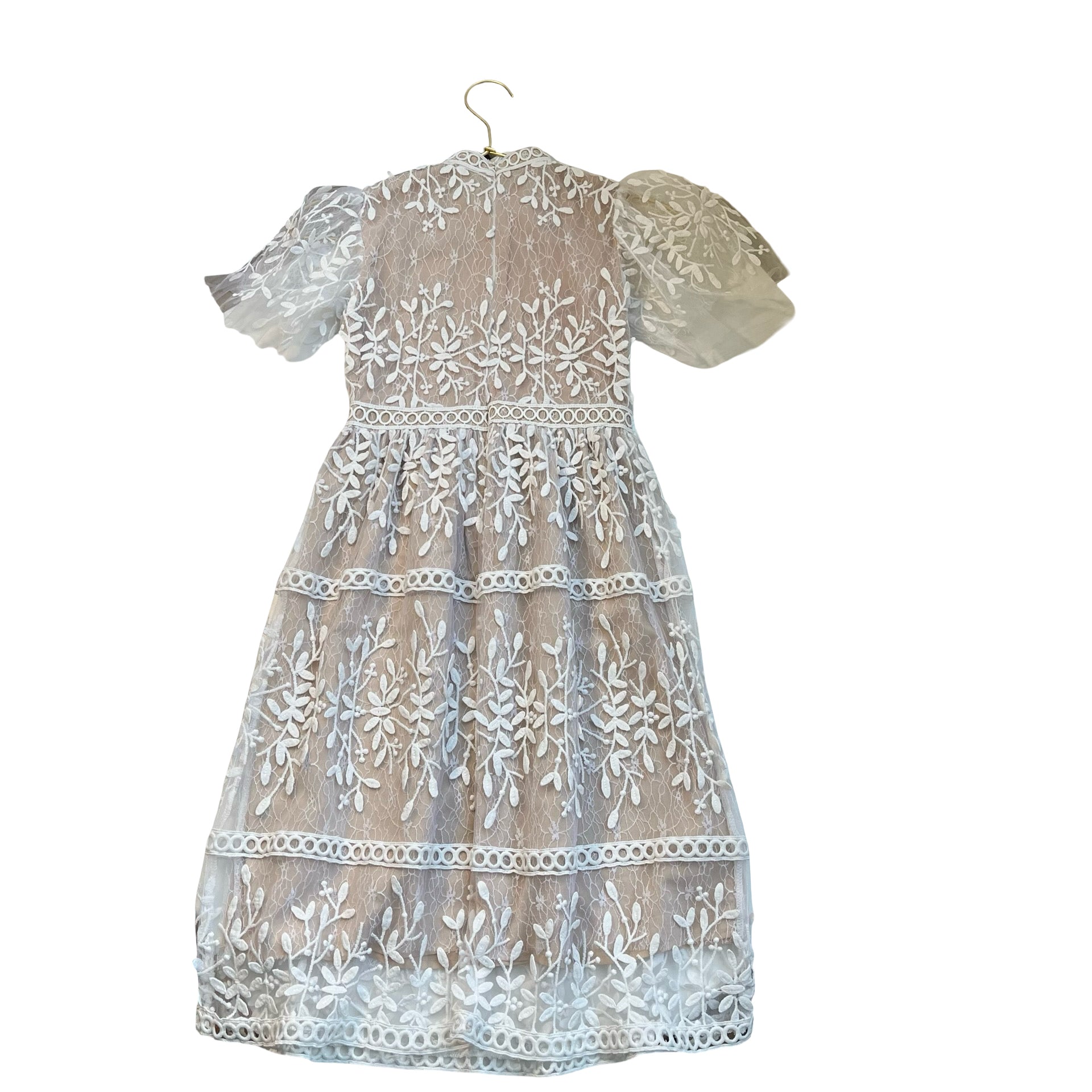 Ivy City Beige & White Lace Overlay Dress - Size 8T