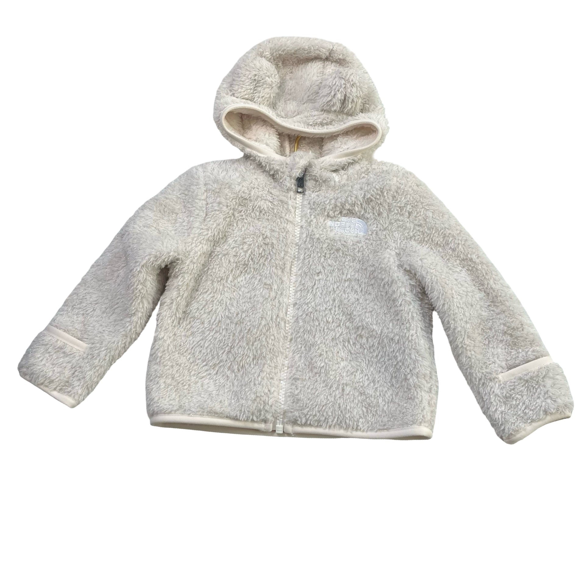 North Face Ivory & Silver Metallic Fleece Jacket - Size 6-12 Mo