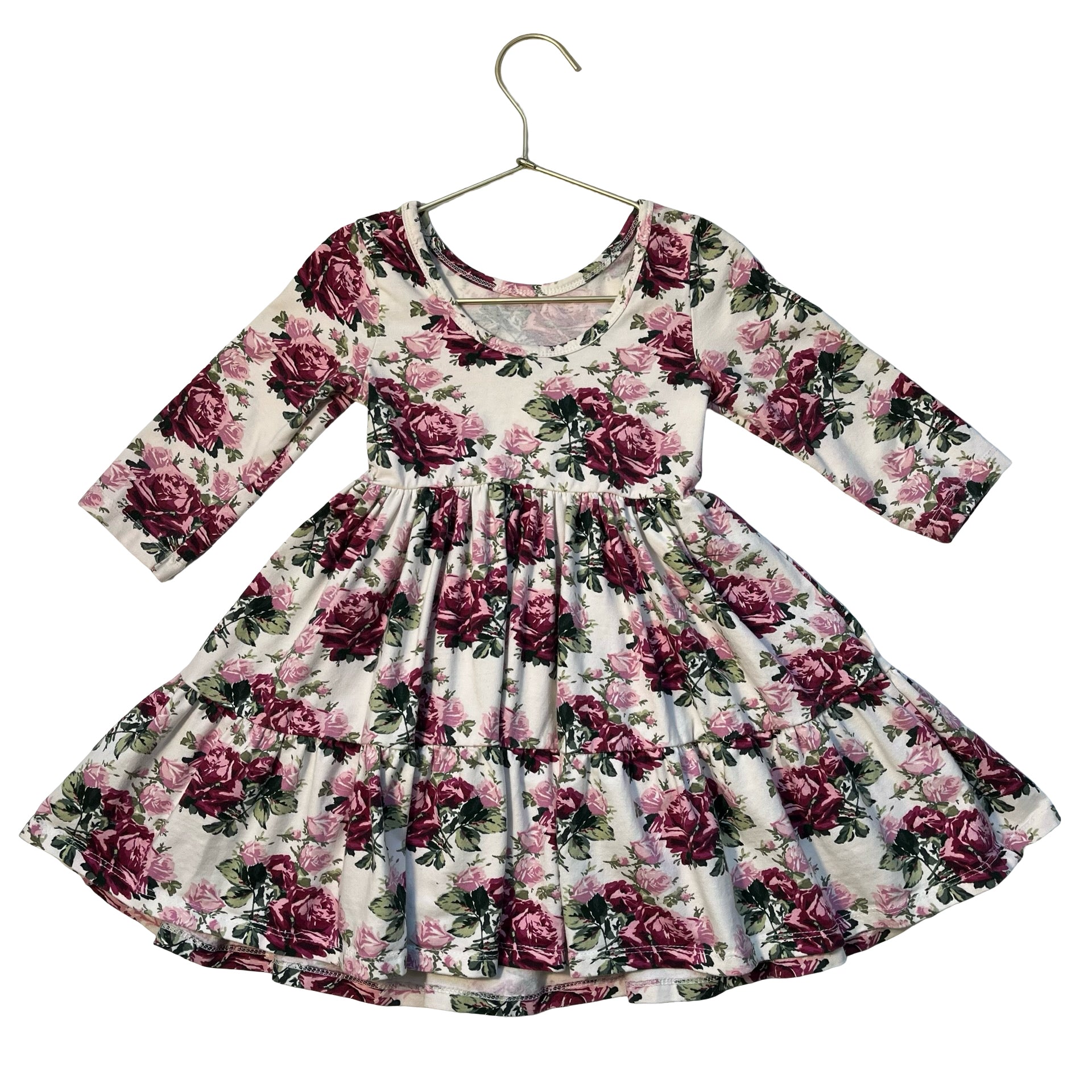 Janie and Jack Ivory & Pink Rose Print Dress - Size 4