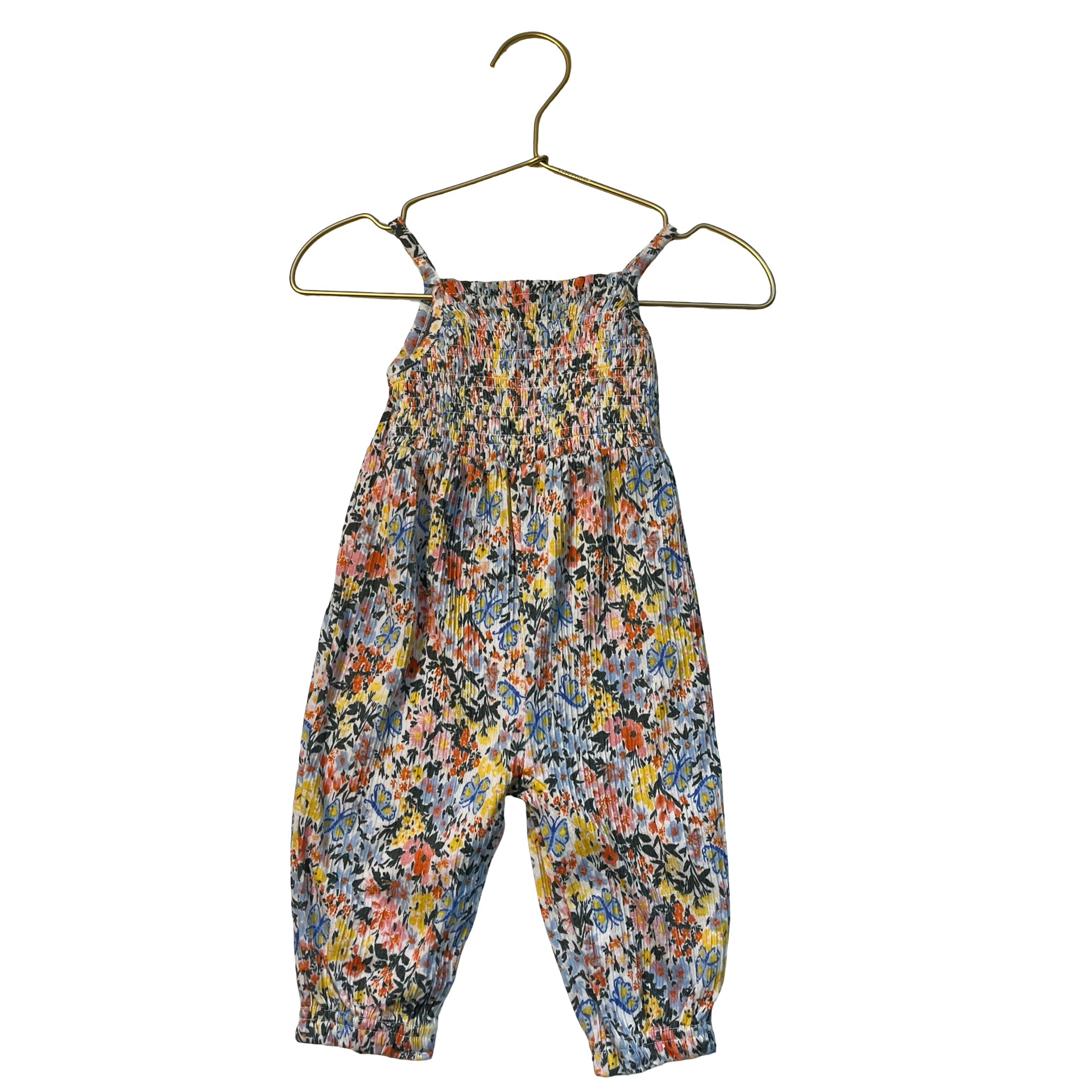 Old Navy Colorful Floral Smocked Jumpsuit - Size 3-6 Mo
