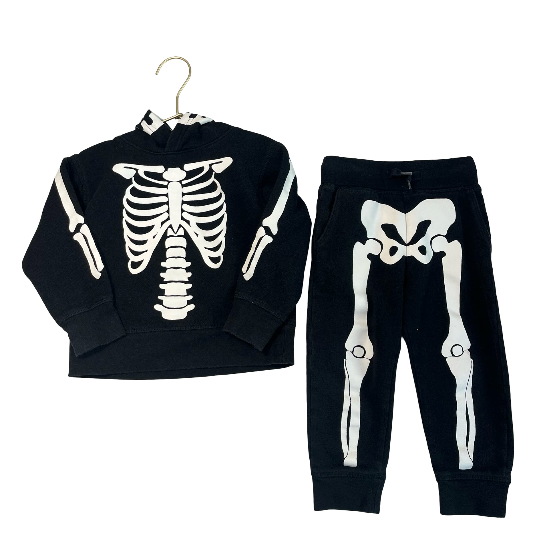 H&M Black & Ivory Skeleton Hoodie & Jogger Set - Size 18-24 Months