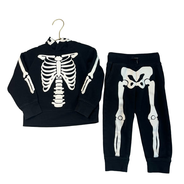 H&M Black & Ivory Skeleton Hoodie & Jogger Set - Size 18-24 Months