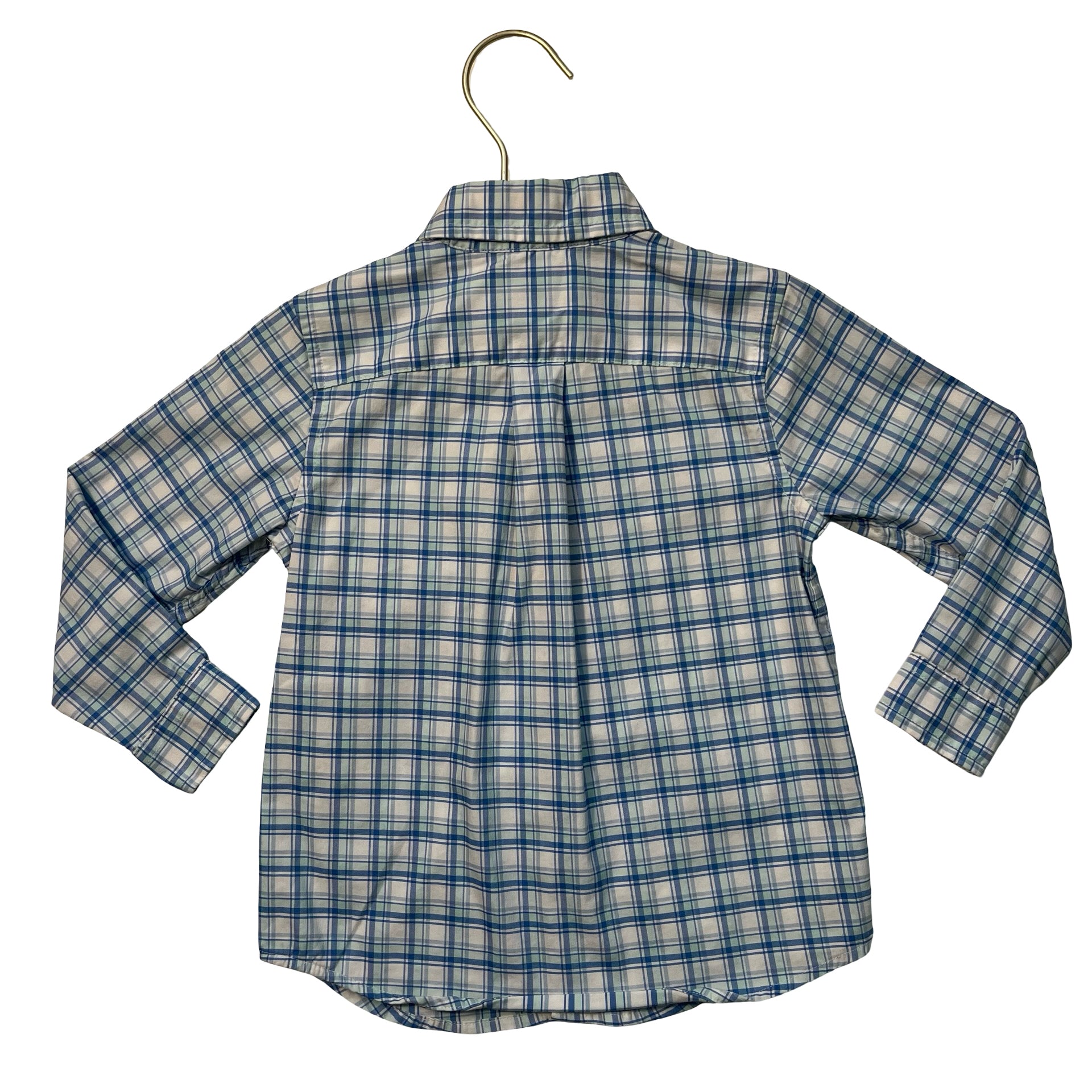 Vineyard Vines Blue, Green, Ivory Plaid 'On-The-Go Performance' Shirt - Size 2T