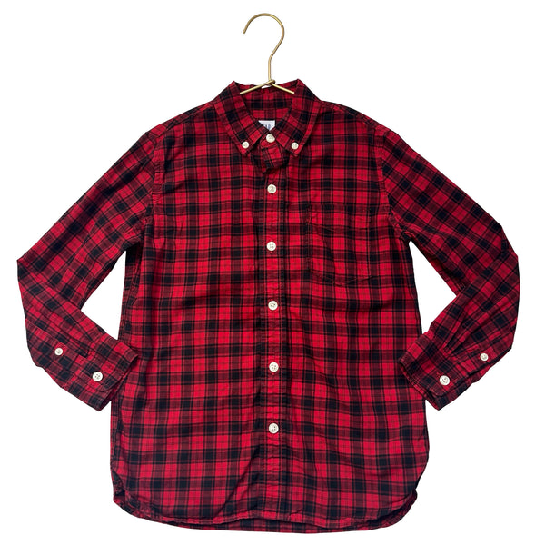 Gap Kids Red & Black Plaid Button Down Shirt - Size S 6-7