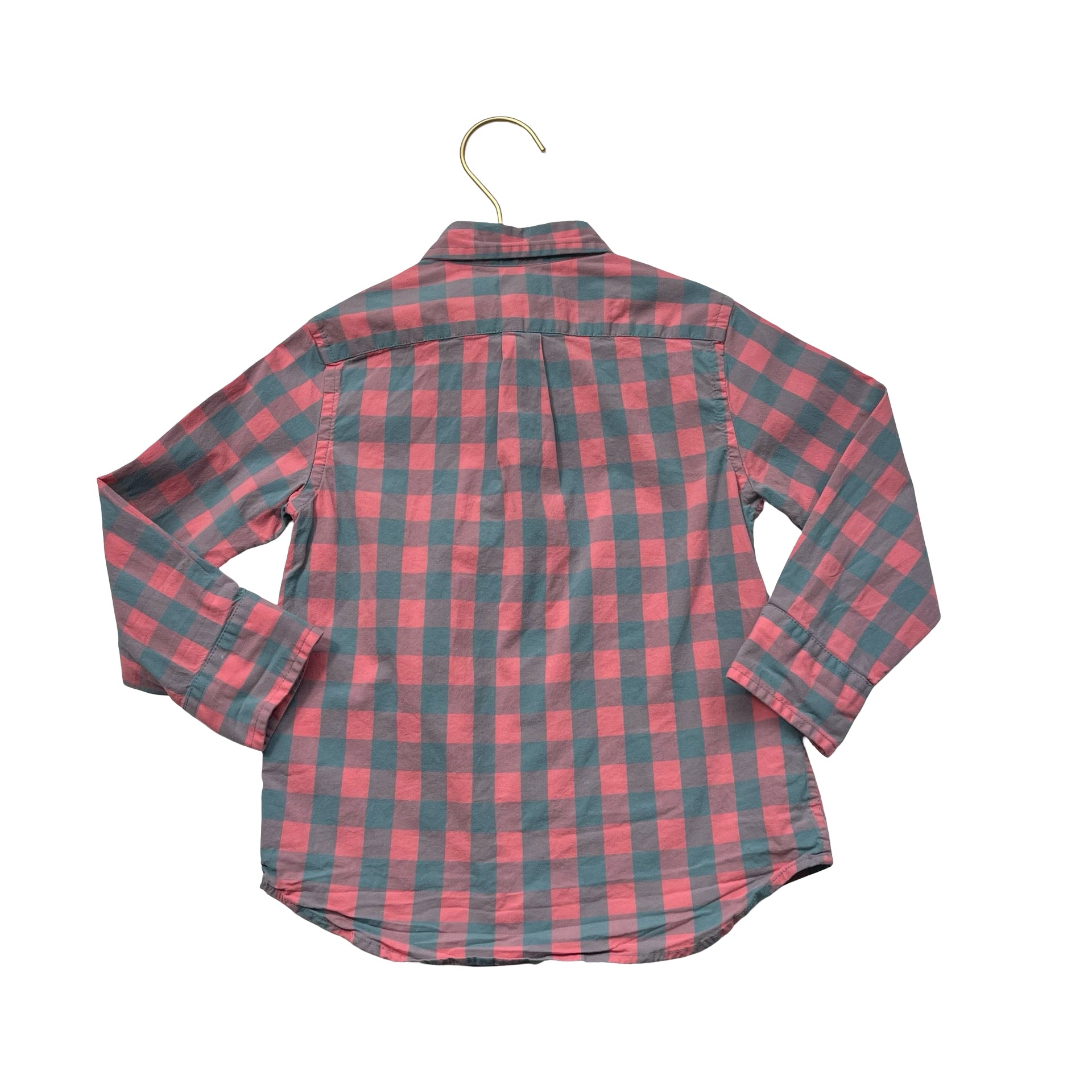Crewcuts Peach & Teal Check Button Down Shirt - Size 2