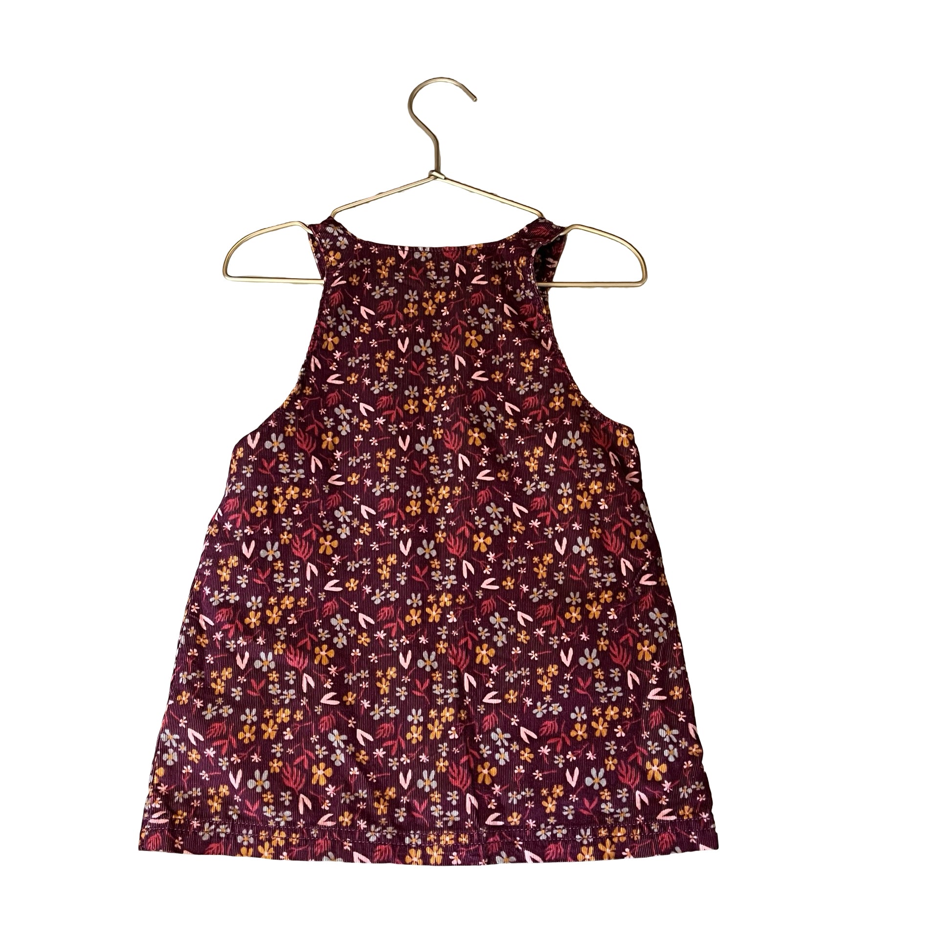 Carter's Plum Floral Corduory Overall Dress - Size 24 Mo