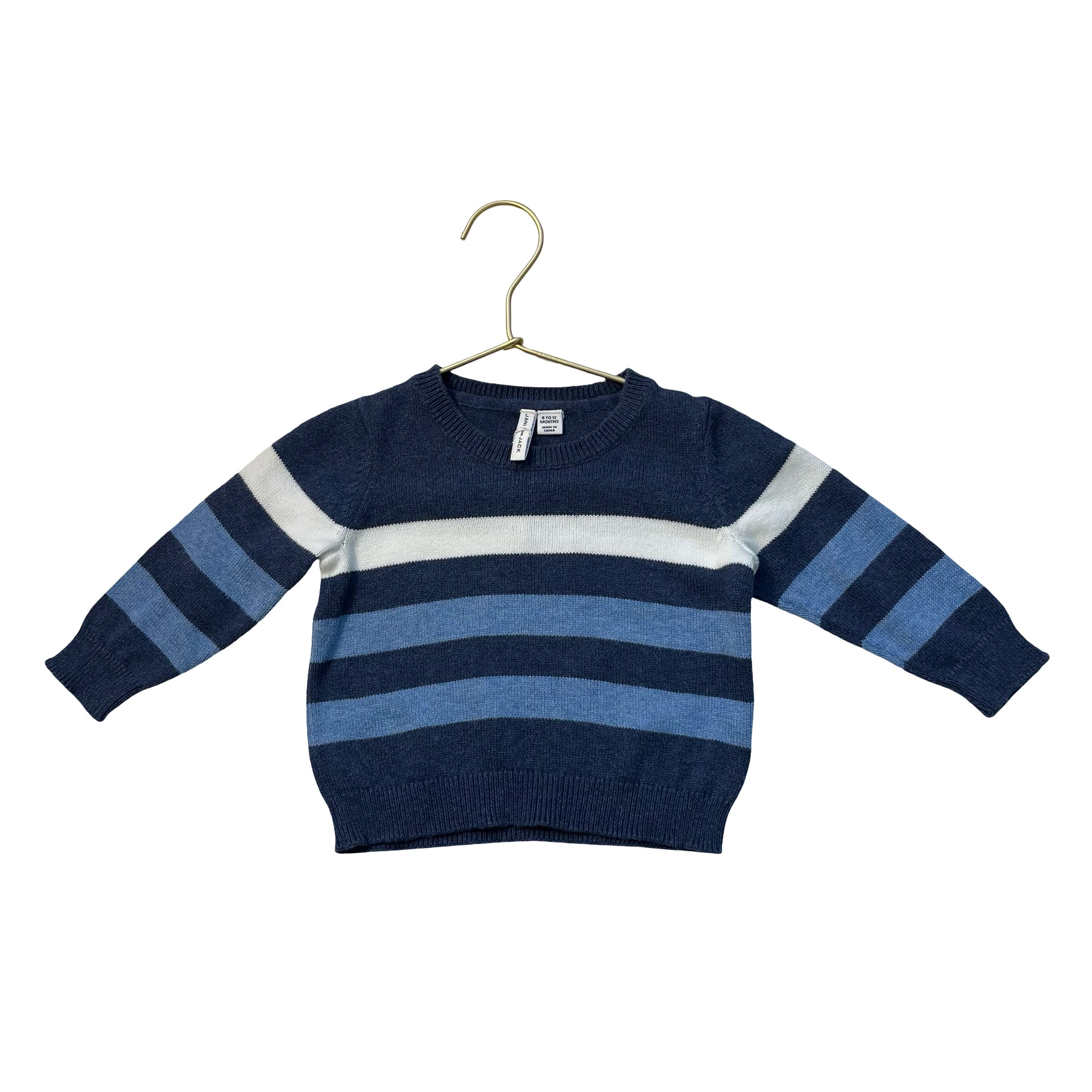 Janie and Jack Blue Striped Sweater - Size 6-12 Mo
