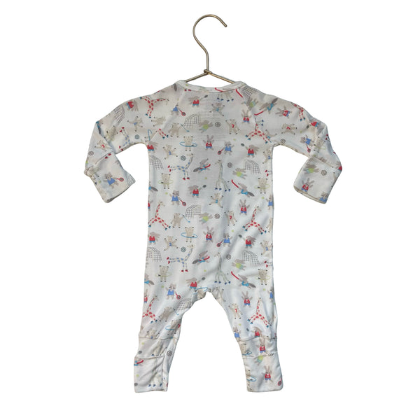 Magnetic Me Ivory Sports Animal Print One-Piece PJs - Size Newborn