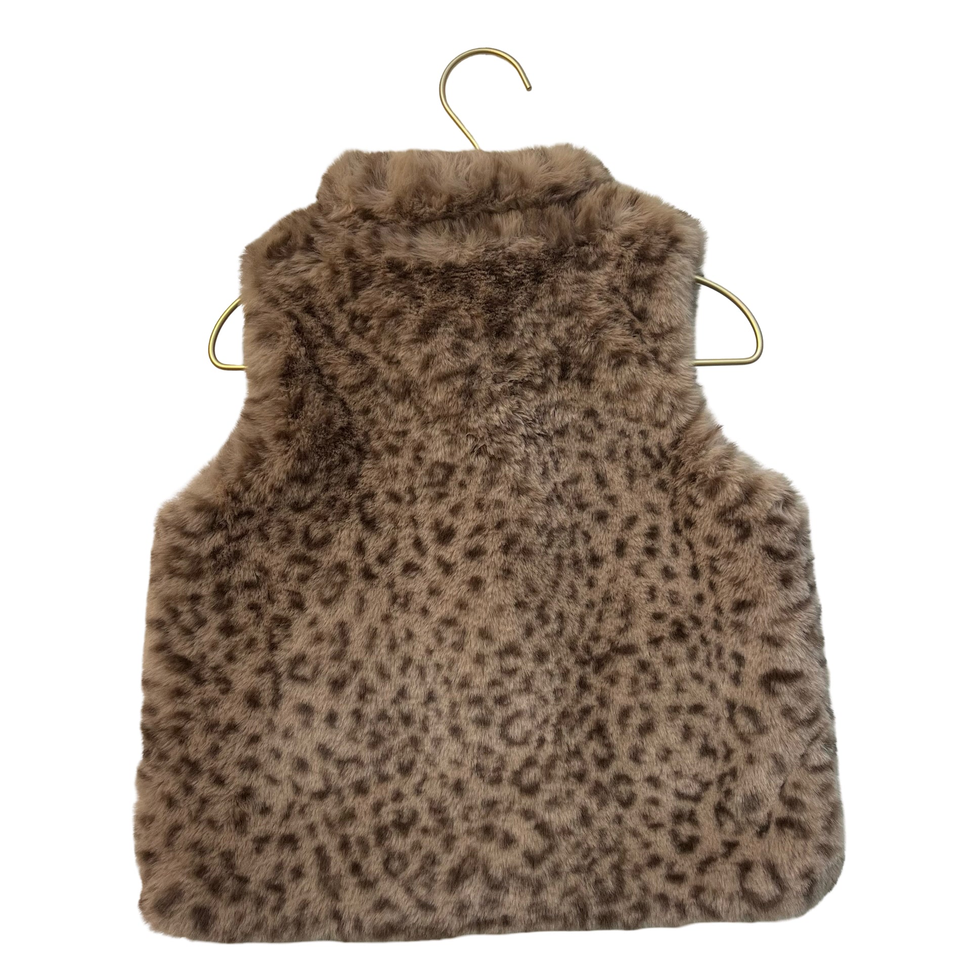 Mini Boden Brown Leopard Print Faux Fur Vest - Size 5-6Y