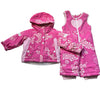 Columbia Pink Print Hooded Winter Jacket & Snow Bib Set - Size 18 Mo