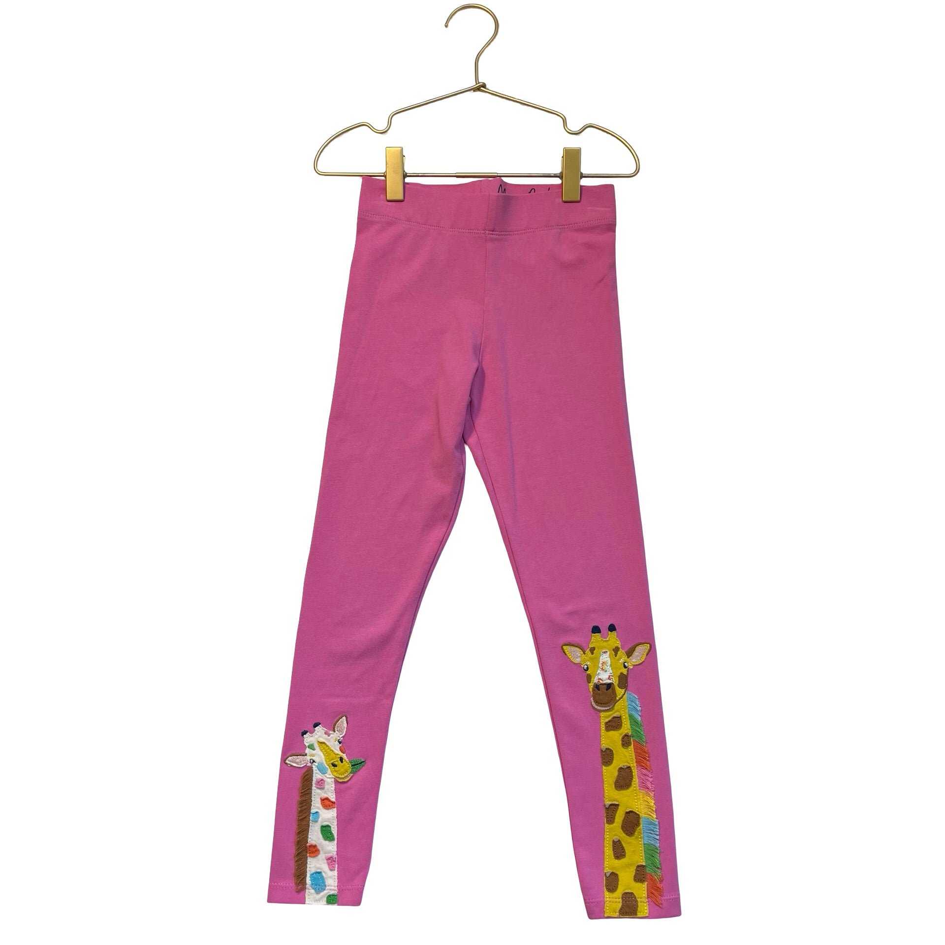 Mini Boden Pink Giraffe Applique Leggings - Size 6-7Y