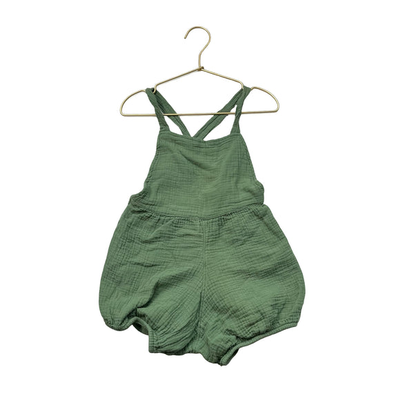 Mabo Green Cotton Gauze Romper Shortalls - Size 6-7
