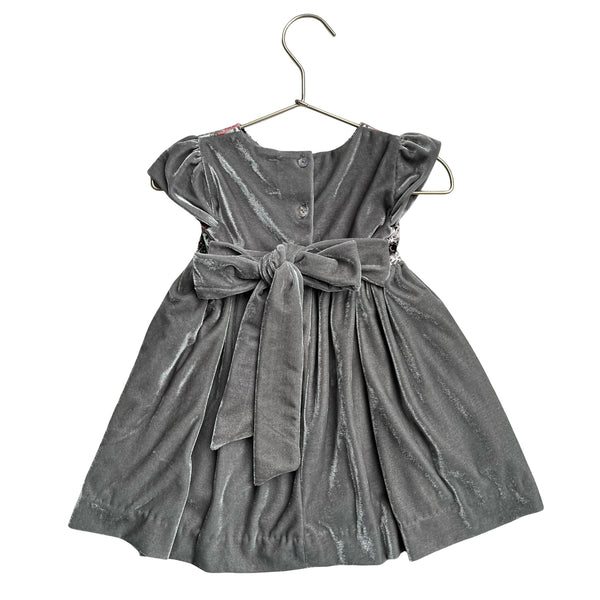 Claudia Sage Green & Pink Print Velvet Dress - Size 18 Mo