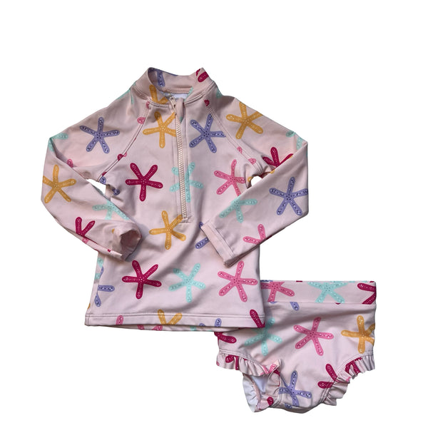 Monica + Andy Peach Starfish Print 2 Piece Swim Suit - Size 6-9 Mo