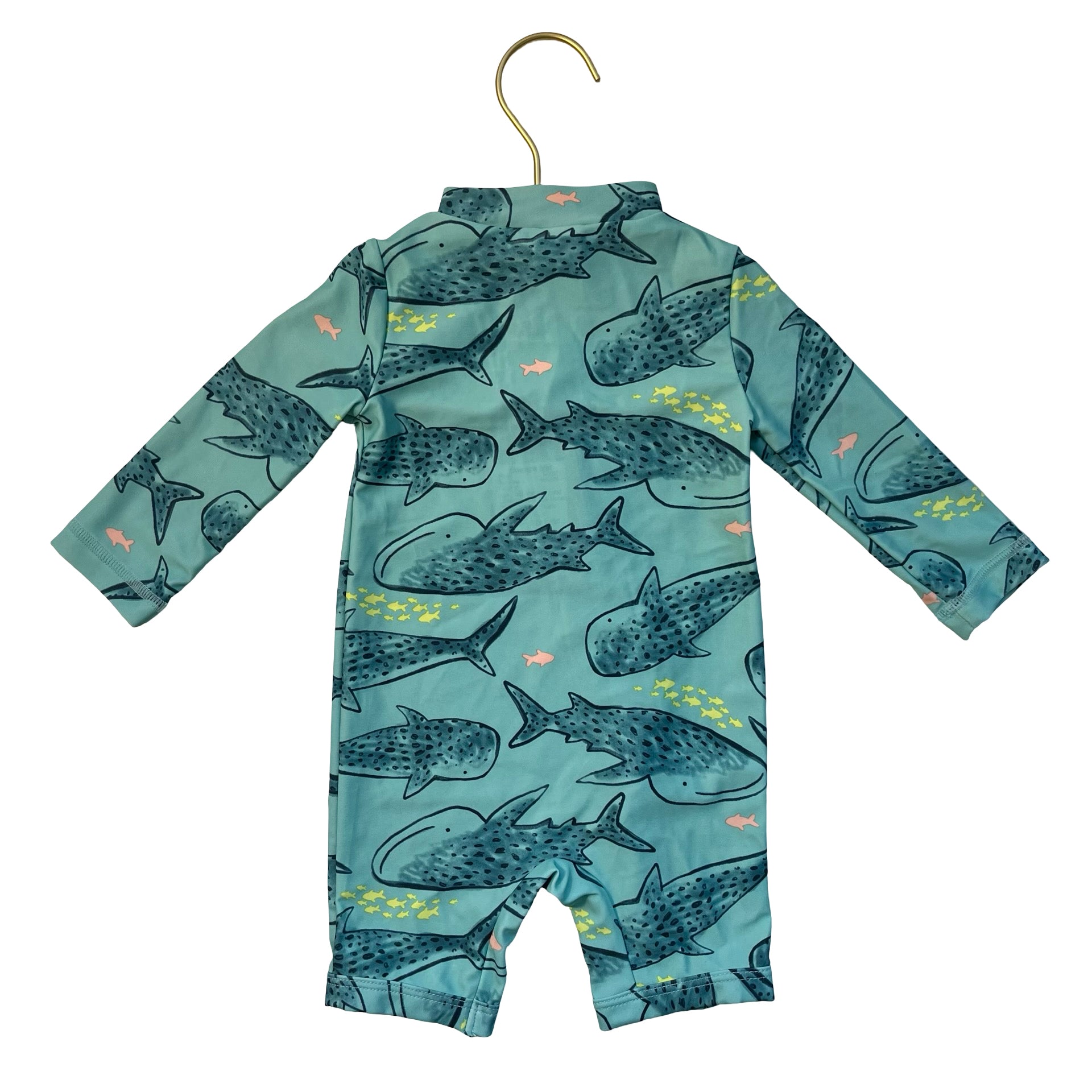 Carter's Teal Shark Print Swim Suit Romper - Size 6 Mo