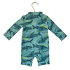 Carter's Teal Shark Print Swim Suit Romper - Size 6 Mo