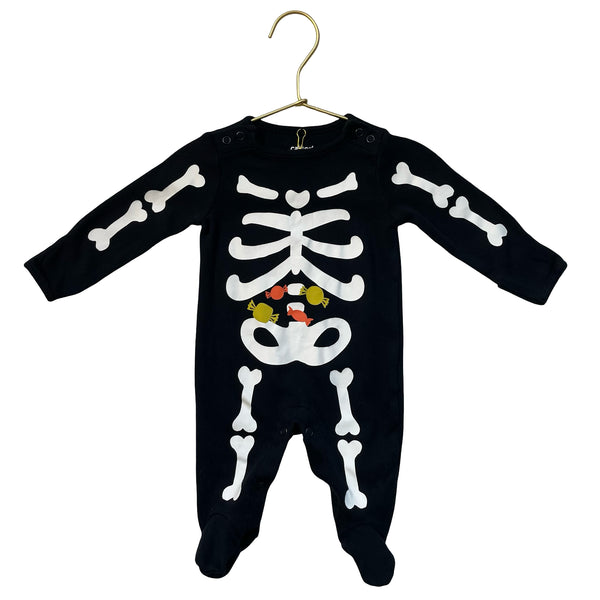 Carter's Black Skeleton & Candy Graphic Footed One-Piece - Size 3 Mo