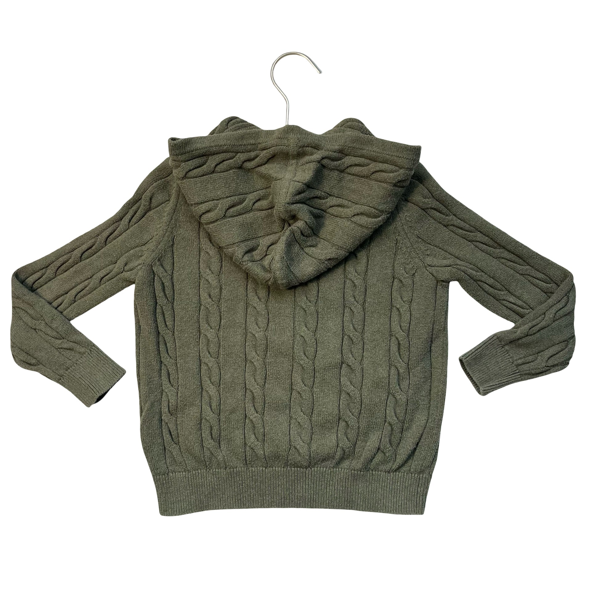 Brooks Brothers Olive Green Cotton Cable-Knit Hooded Zip-Up Cardigan - Size S 8