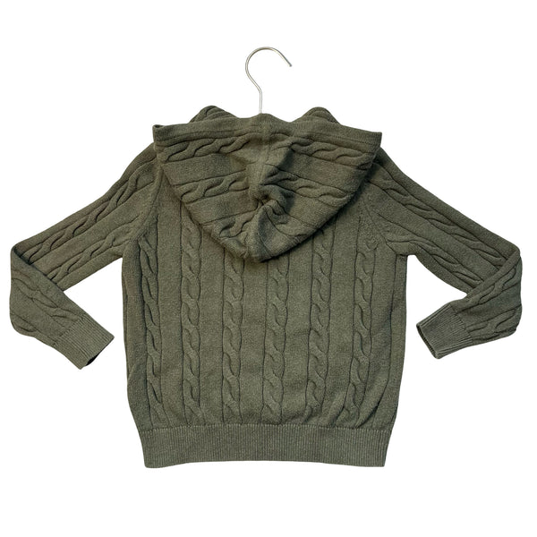 Brooks Brothers Olive Green Cotton Cable-Knit Hooded Zip-Up Cardigan - Size S 8