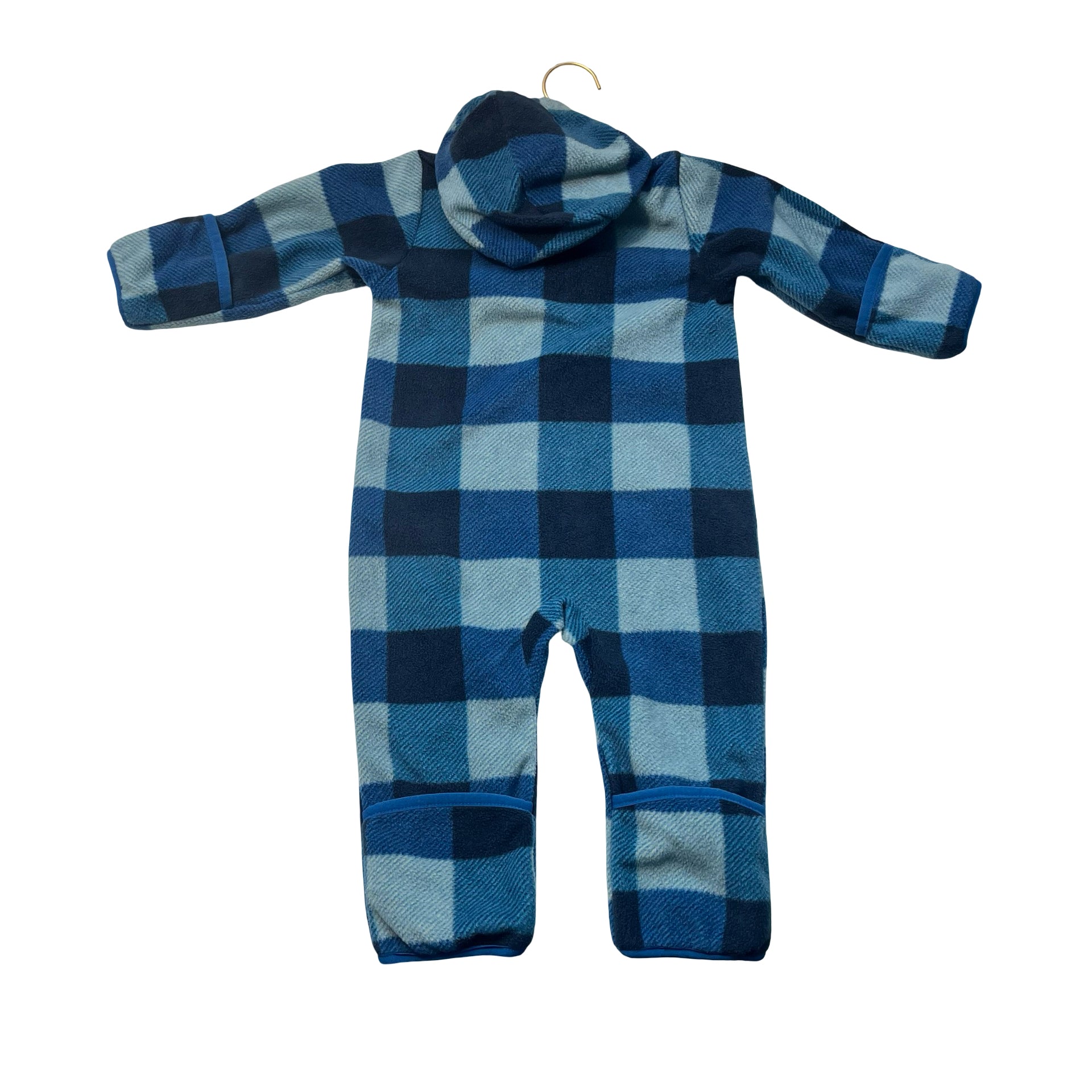 Columbia Blue Plaid Fleece One-Piece Bunting - Size 12-18 Mo