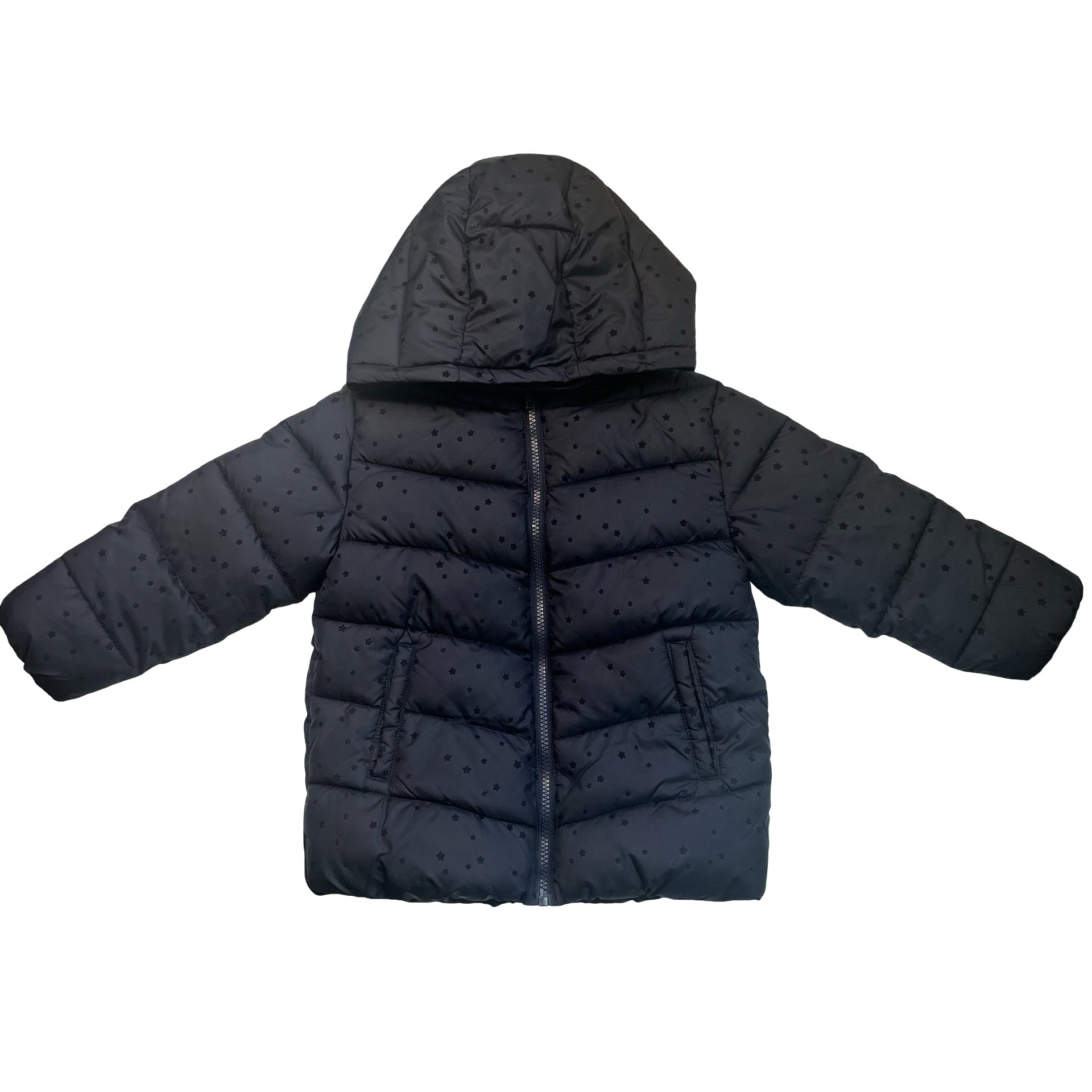 Mango Navy Star Hooded Winter Jacket - Size 5-6