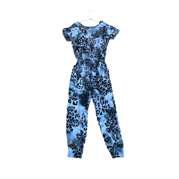 Pixie Lane Gray Tie-Dye Leopard Print Jumpsuit - Size 7