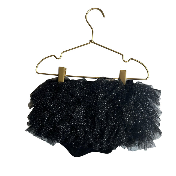 Posh Peanut Black & Silver Glitter Tulle Skort Skirt - Size 18-24 Mo