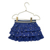 Boden Blue & Gold Metallic Dot Ruffle Tiered Skort Skirt - Size 3-4Y