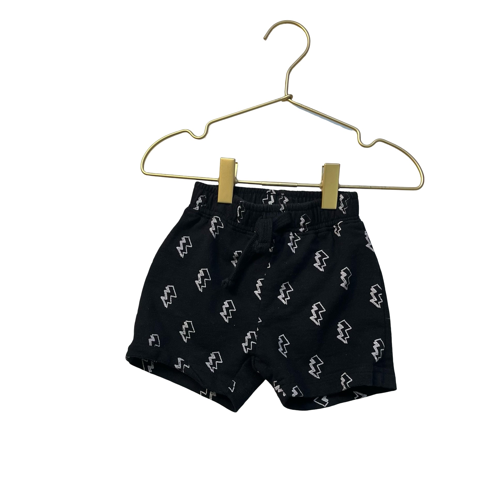 Mish Boys Black & White Bolt Pattern Shorts - Size 12 Mo