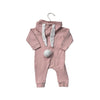 The Littlest Pink Waffle Bunny Ears & Tail Hooded One-Piece - Size 3-6 Mo