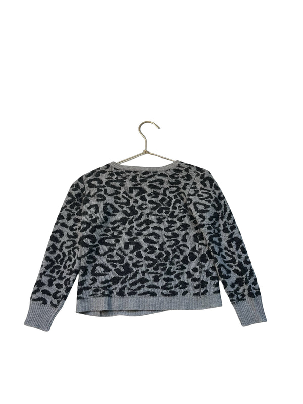 Louis Louise Gray Leopard Print Sweater - Size 4