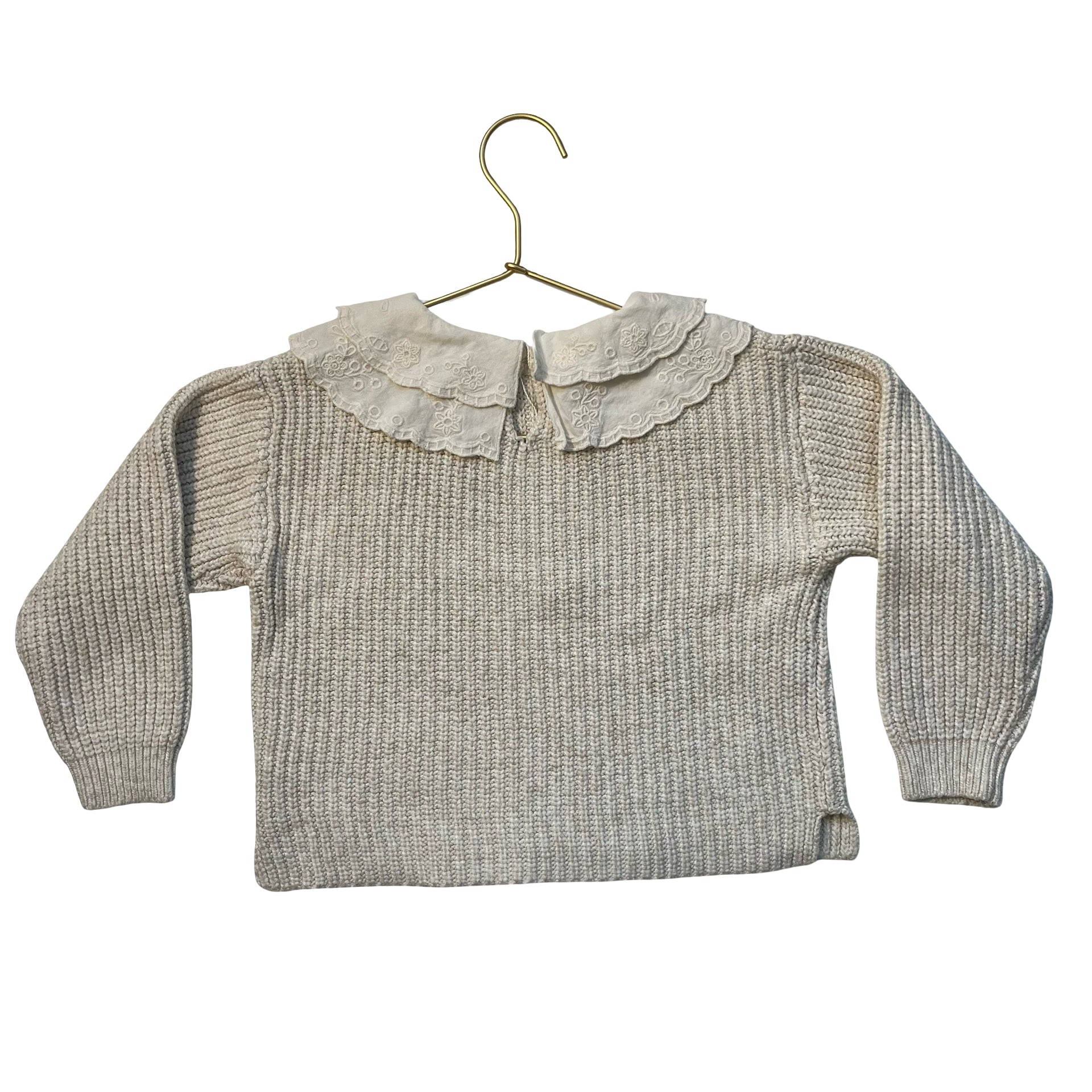 Zara Oatmeal & Ivory Collar Sweater - Size 5-6