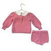 Janie and Jack Pink Cotton Heart Sweater & Bubble Shorts Set - Size 12-18 Mo