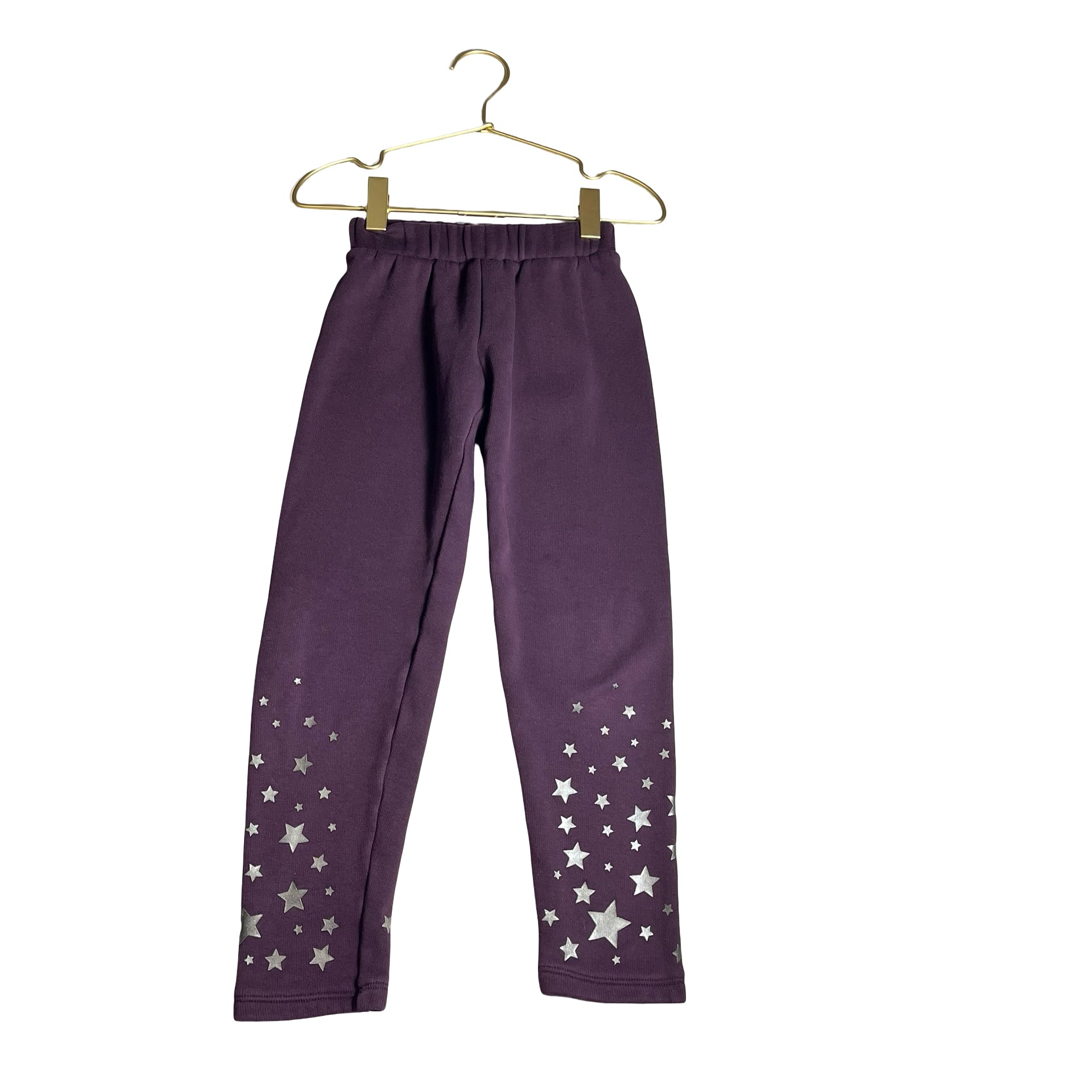 Gap Kids Fleece-Lined Purple & Silver Star Leggings - Size S 6-7