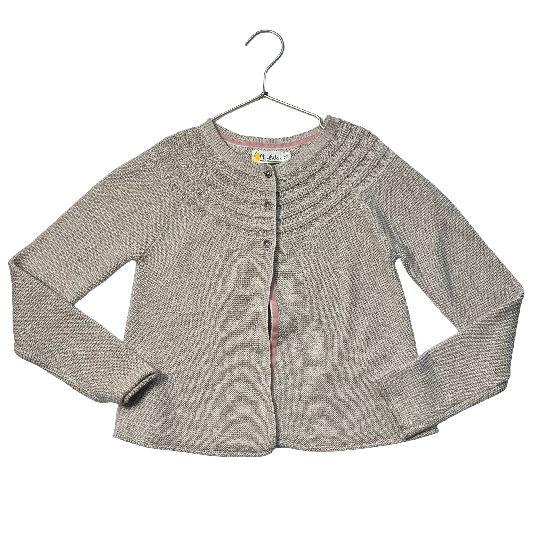 Mini Boden Oatmeal & Gold Metallic Cardigan Sweater - Size 8-9Y