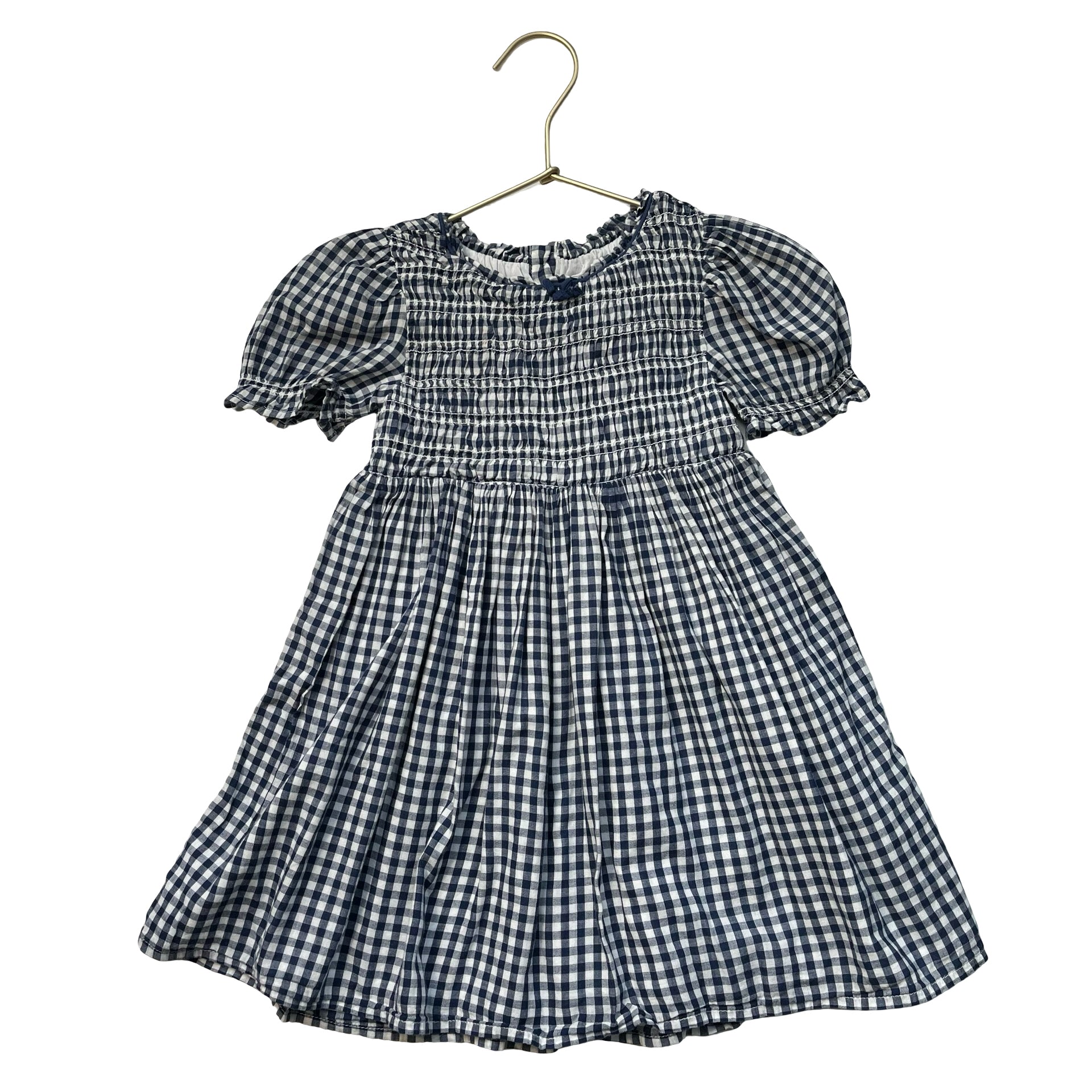 Gap x Doen Navy & White Check Smocked Dress - Size 3
