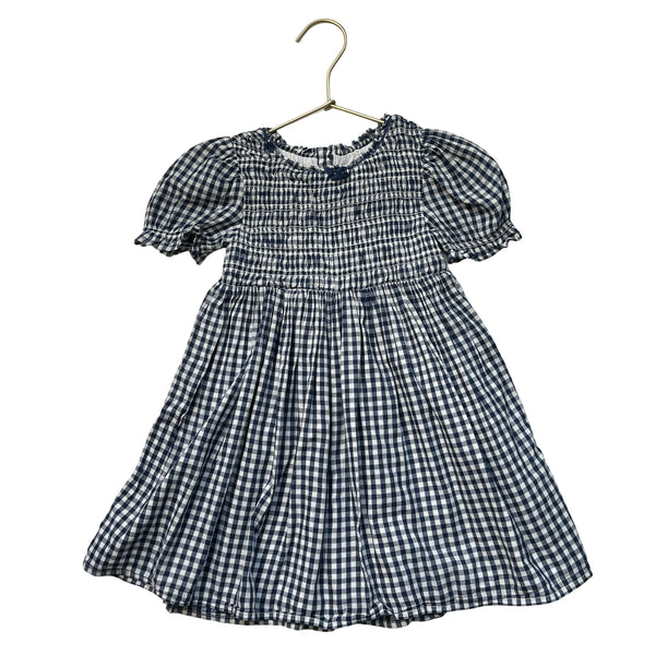 Gap x Doen Navy & White Check Smocked Dress - Size 3