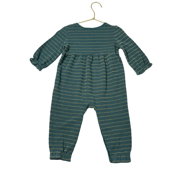 Hanna Andersson Green & Gold Metallic Striped One-Piece - Size 2T