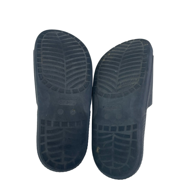 Crocs Navy Slides - Size J2 Big Kids
