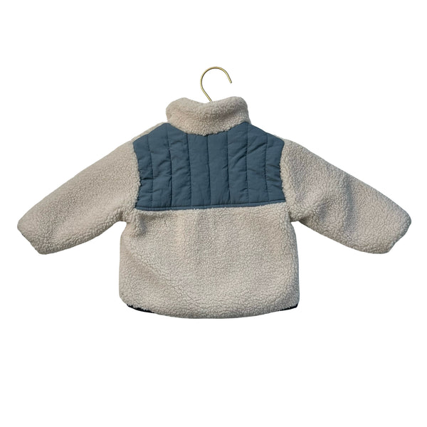 Zara Ivory Sherpa Jacket, Blue Pockets - Size 9-12 Mo