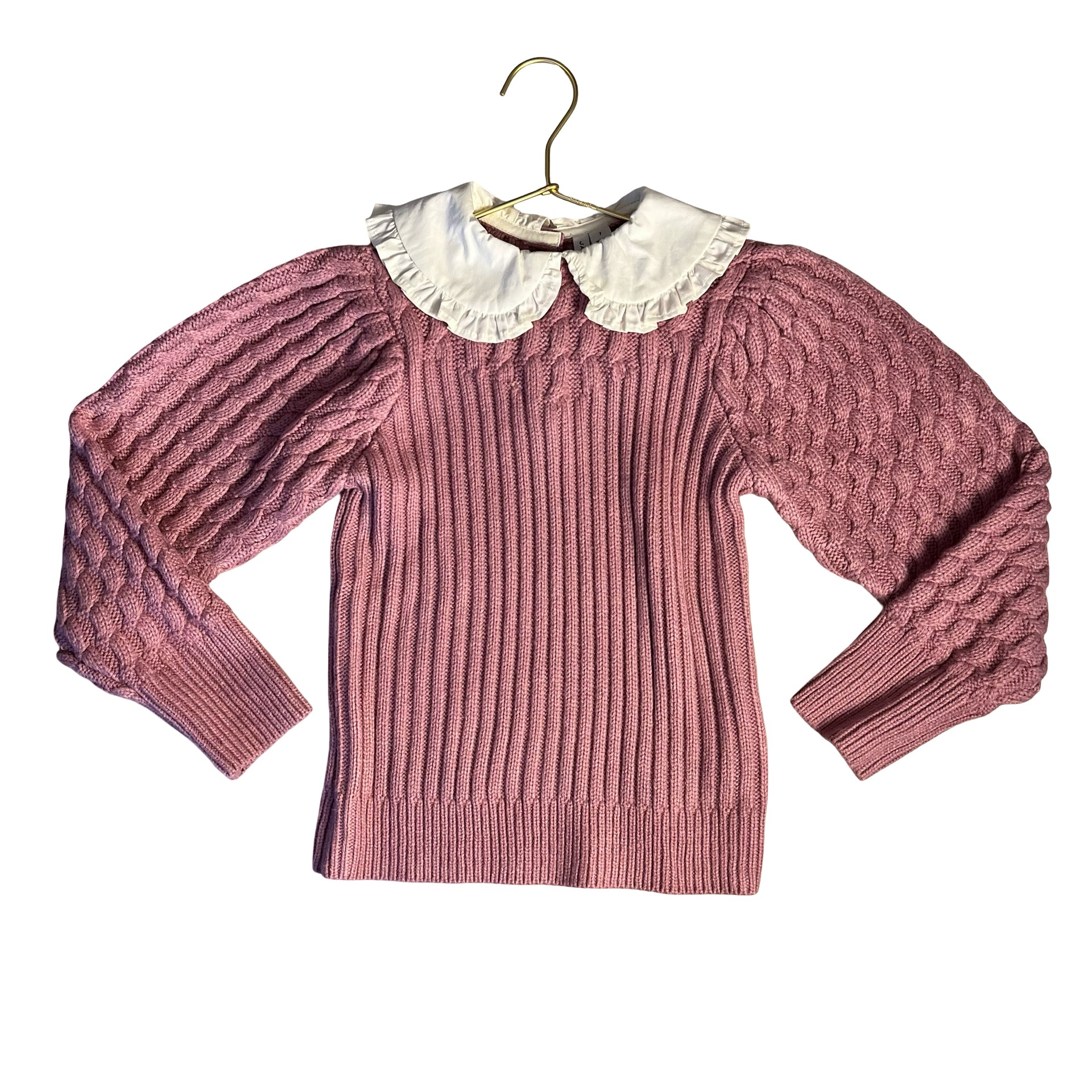 Janie and Jack Mauve Sweater, Ivory Collar - Size 7