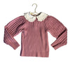 Janie and Jack Mauve Sweater, Ivory Collar - Size 7