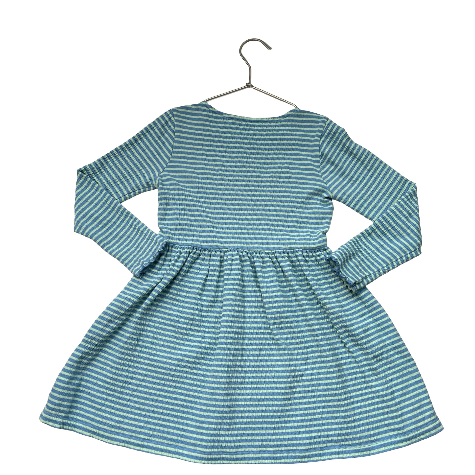 Crewcuts Blue & Mint Stripe Crinkle Dress - Size 7