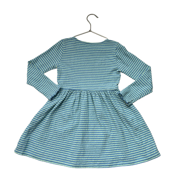 Crewcuts Blue & Mint Stripe Crinkle Dress - Size 7