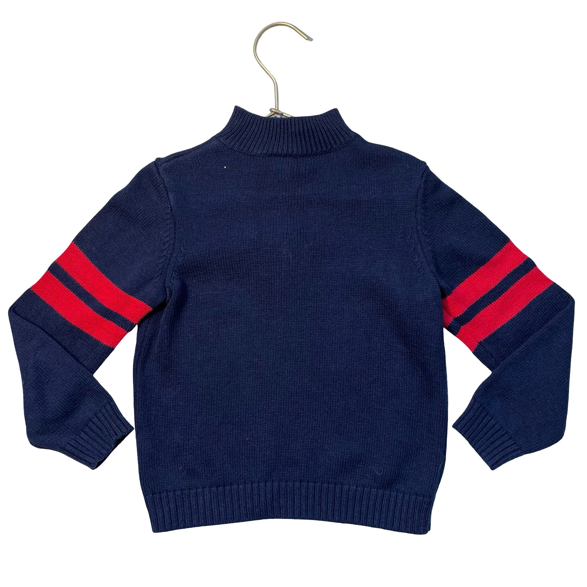Janie and Jack Navy & Red Quarter-Zip Sweater - Size 4