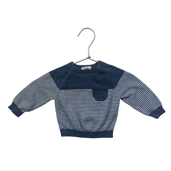 Viverano Blue Striped Cotton Sweater - Size 3-6 Mo