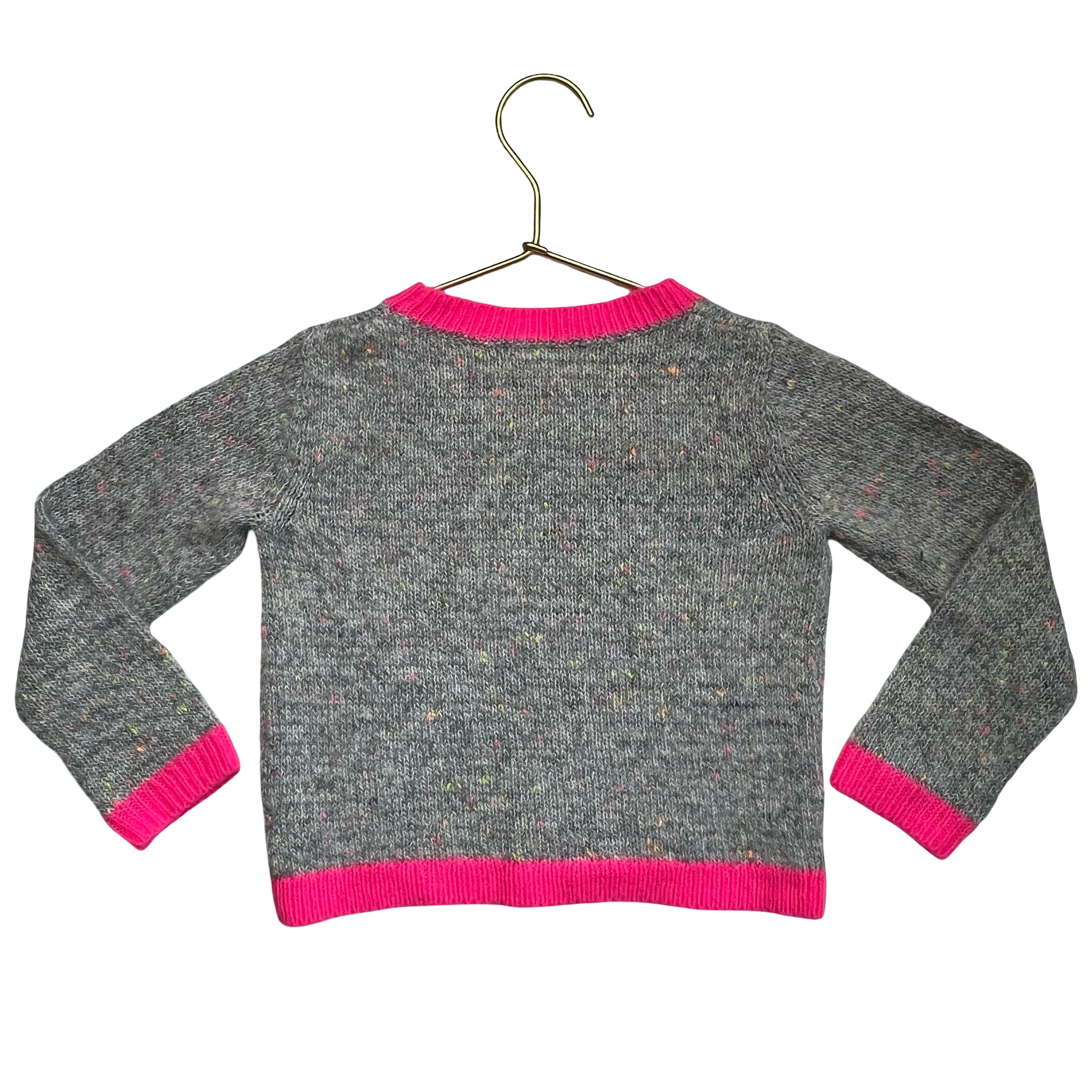 Tucker & Tate Gray Speckled Sweater, Hot Pink Trim - Size 2